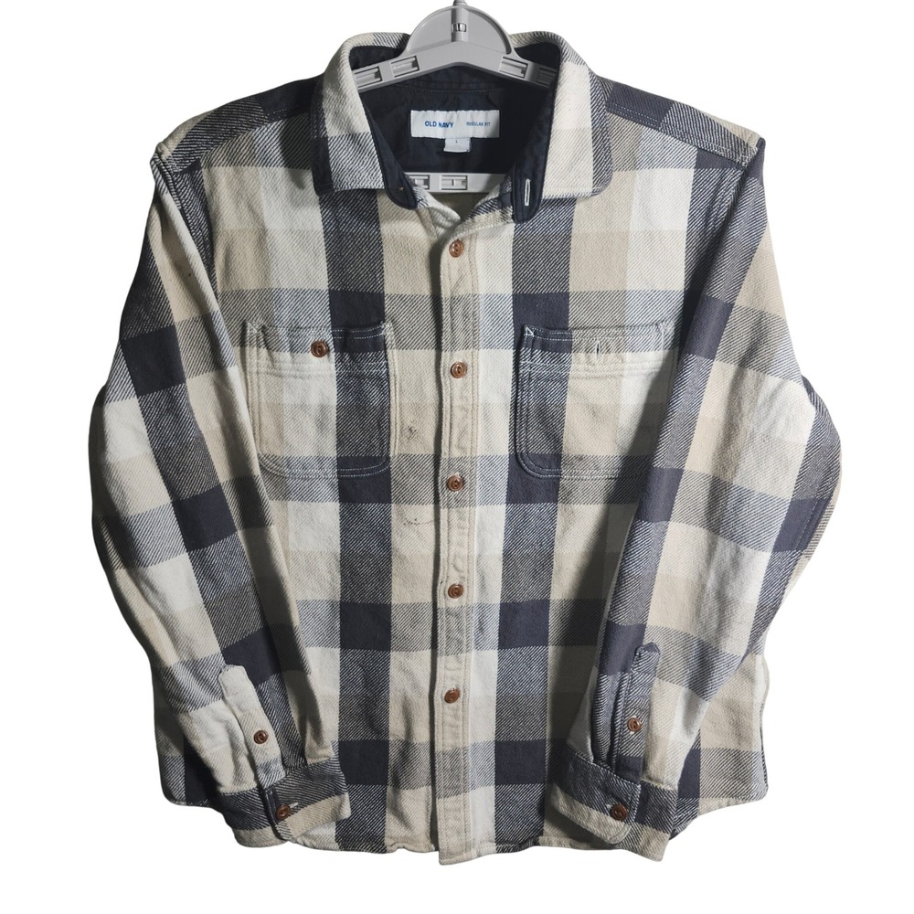 Old Navy Plaid Flannel Shirt Long Sleeve Regular Fit Men's Size L